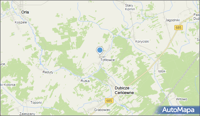 mapa Tofiłowce, Tofiłowce na mapie Targeo